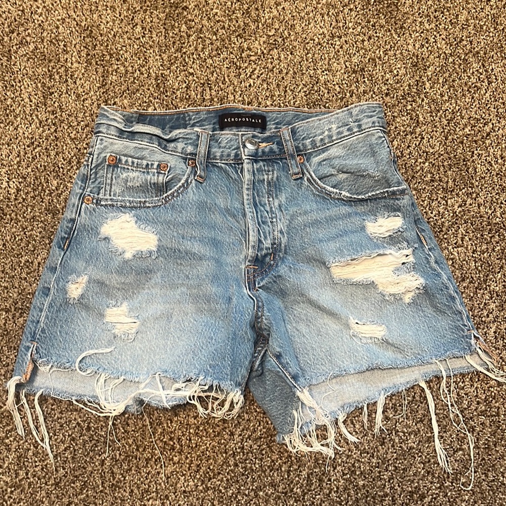 High rise cut off distressed shorts